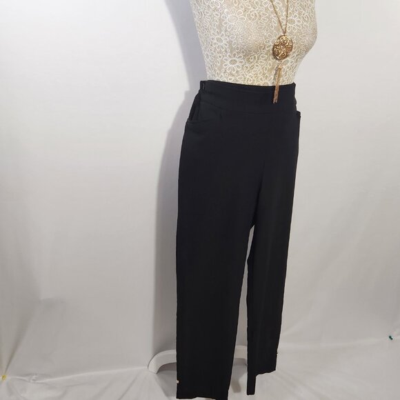 Chico's Size 12R Black Brigitte Rayon Stretch Pocket Studded Ankle Pull On Pants - Picture 6 of 16